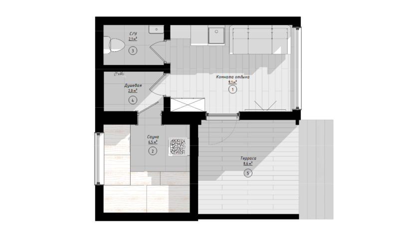 Модульные бани 22,7 м²