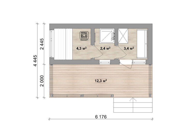 Модульный дом-баня Симпл 23