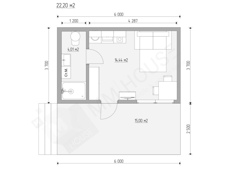 Минимализм 23 м2 дом-студия V1