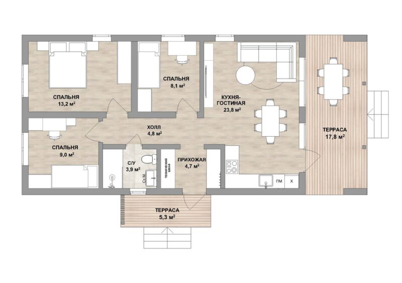 Модульный дом Барн 90