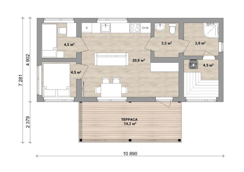 Модульный дом-баня Симпл 57