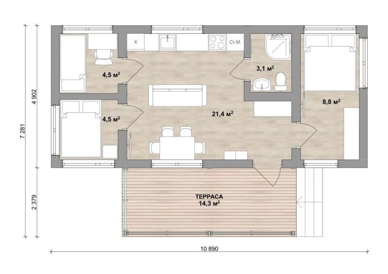 Модульный дом Симпл 57