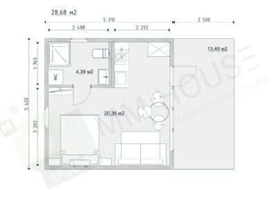 Минимализм 29 м2 дом-студия