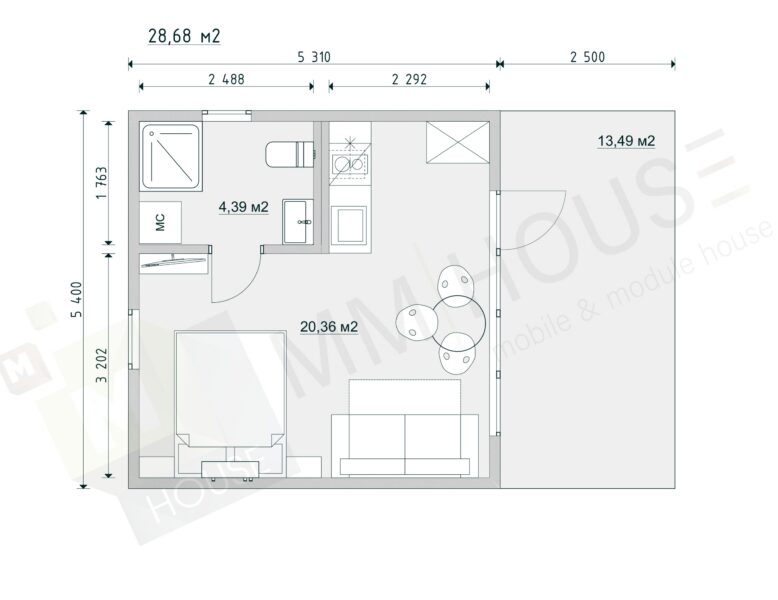 Минимализм 29 м2 дом-студия